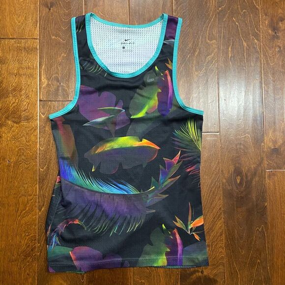 Nike Athletic Dri Fit Tropical Black Multicolor Mesh Jersey Men's Size Small - Picture 3 of 7